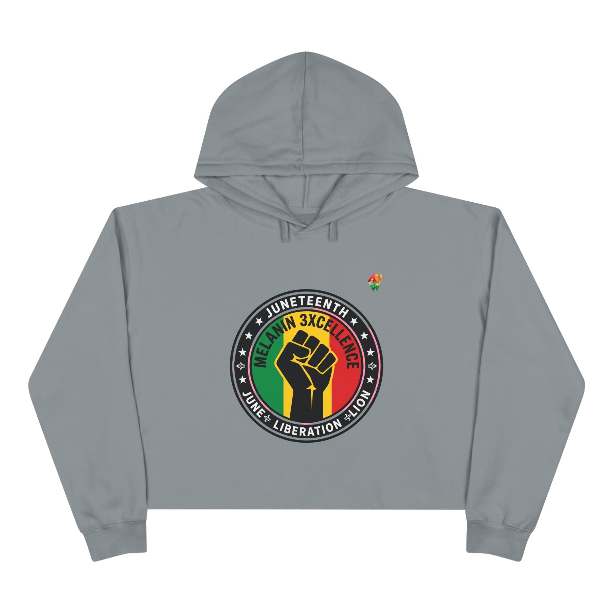 Juneteenth Melanin Excellence Crop Hoodie — Black Power Fist Graphic