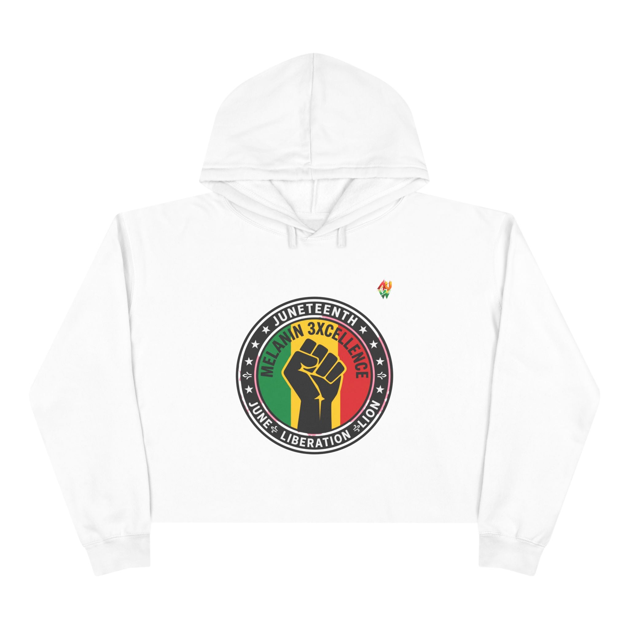 Juneteenth Melanin Excellence Crop Hoodie — Black Power Fist Graphic