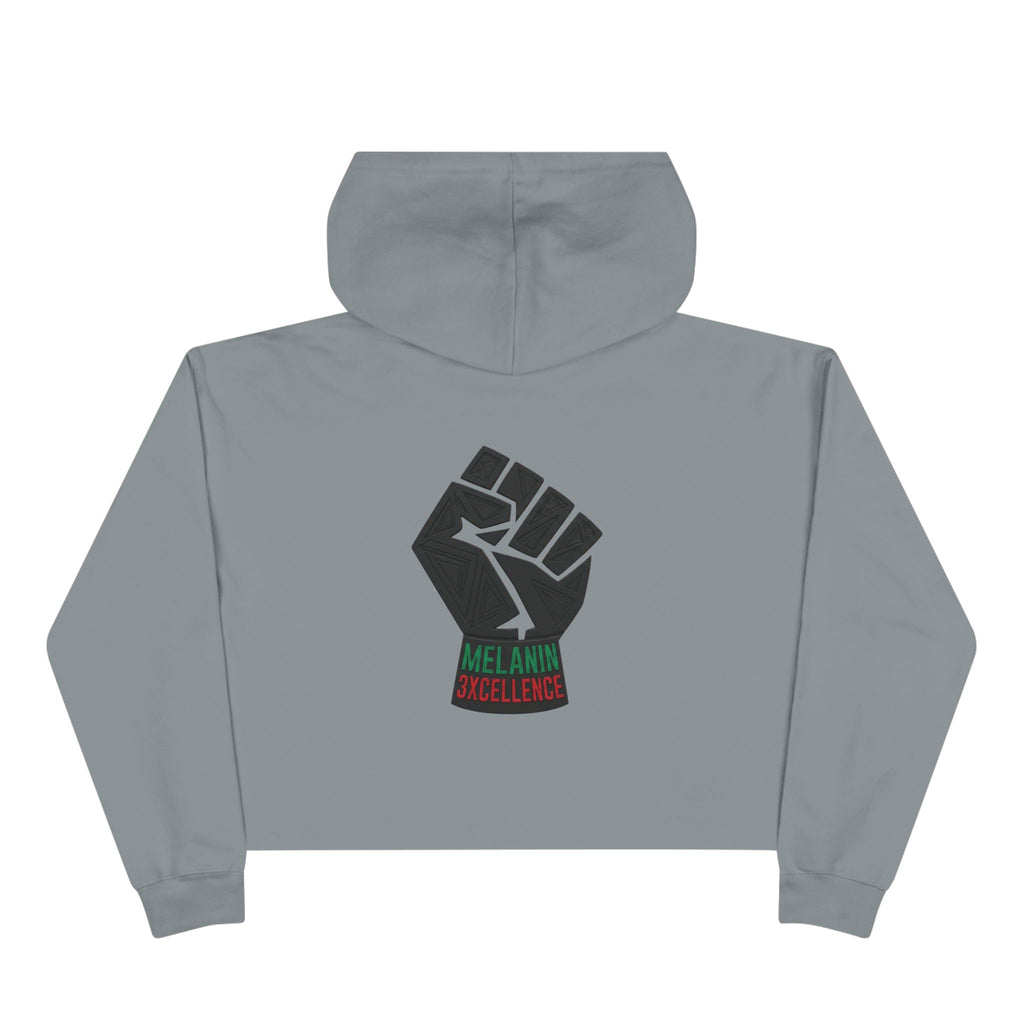 Juneteenth Melanin Excellence Crop Hoodie — Black Power Fist Graphic
