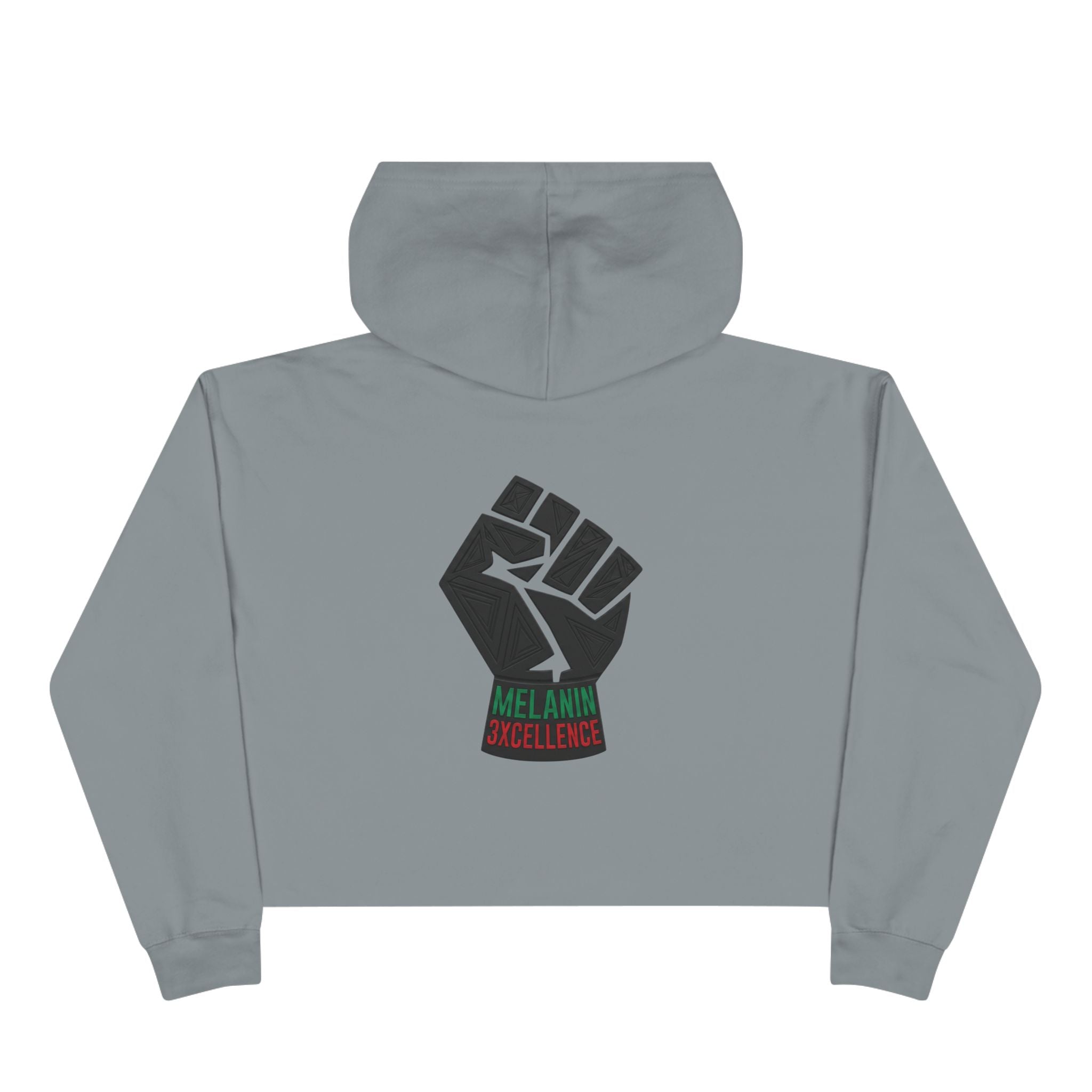 Juneteenth Melanin Excellence Crop Hoodie — Black Power Fist Graphic