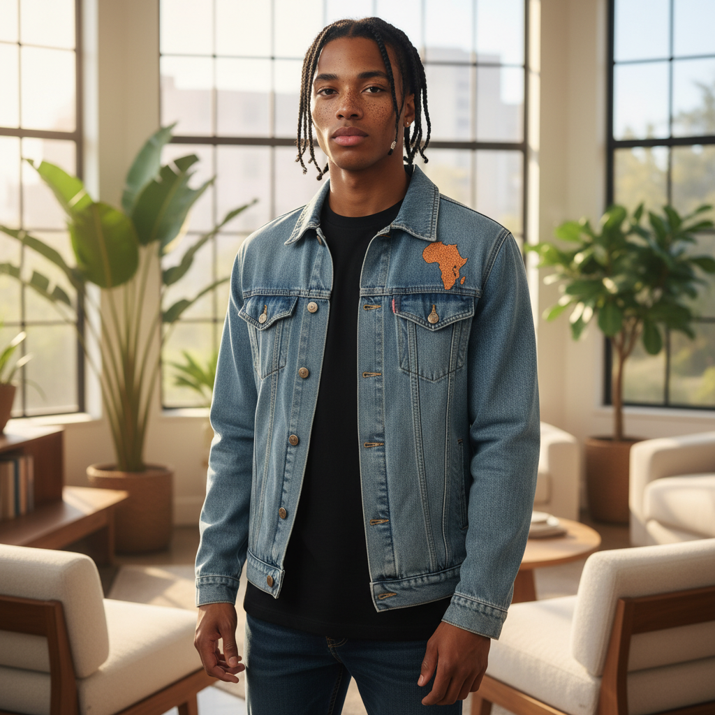 Denim Jacket — Colorblock 'AUW' Back Logo Casual Men's/ Women's Trucker