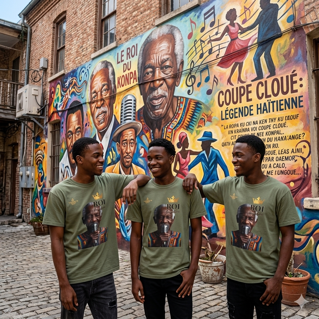 Roi Coupé Cloué Tribute T-Shirt – Haitian Compas Legend