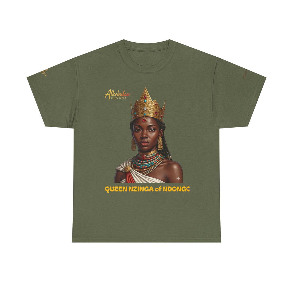Queen Nzinga of Ndongo T-Shirt – African Warrior Queen Resistance Tee | Alkebulan Unity Wear Unisex Heavy Cotton Tee