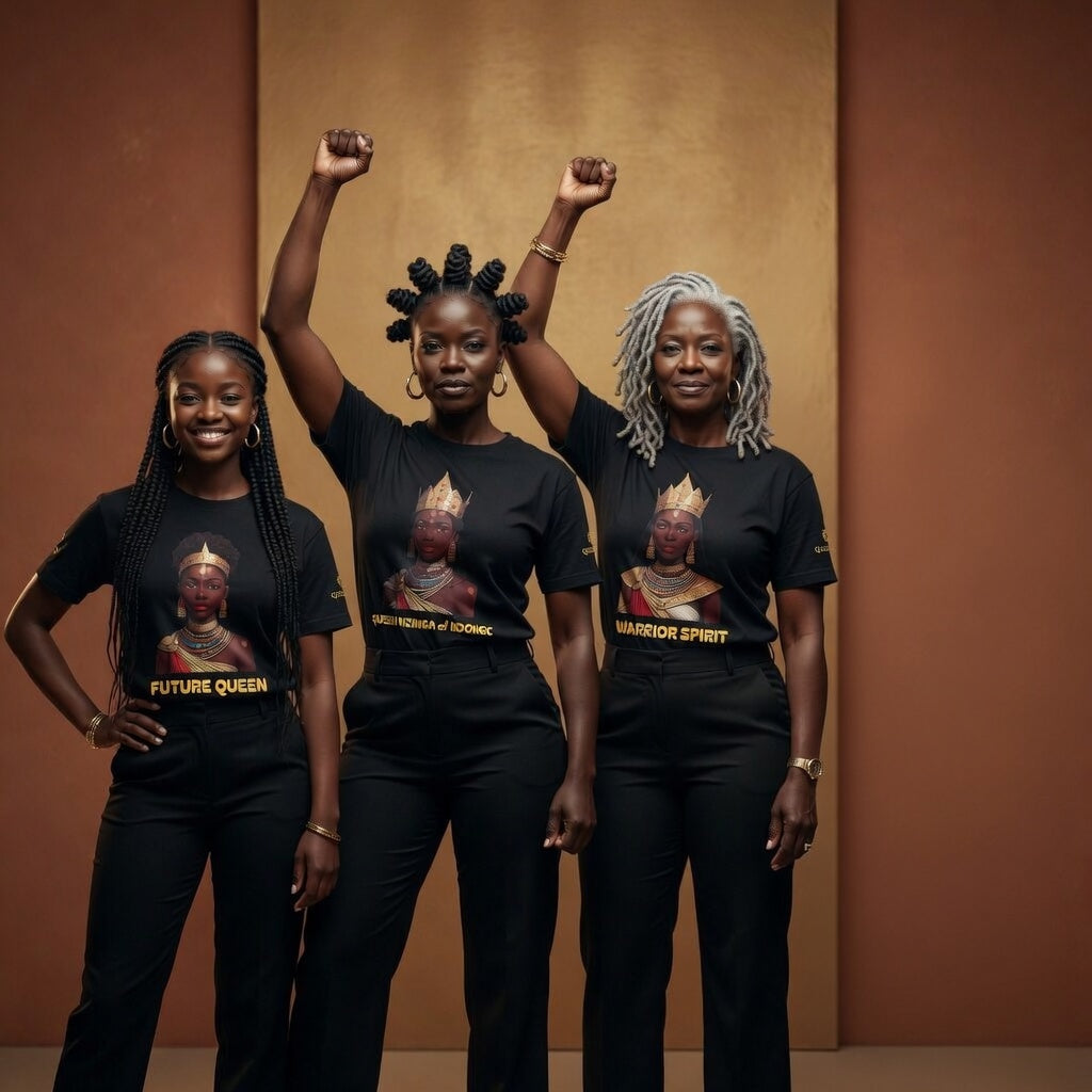 Queen Nzinga of Ndongo T-Shirt – African Warrior Queen Resistance Tee | Alkebulan Unity Wear Unisex Heavy Cotton Tee