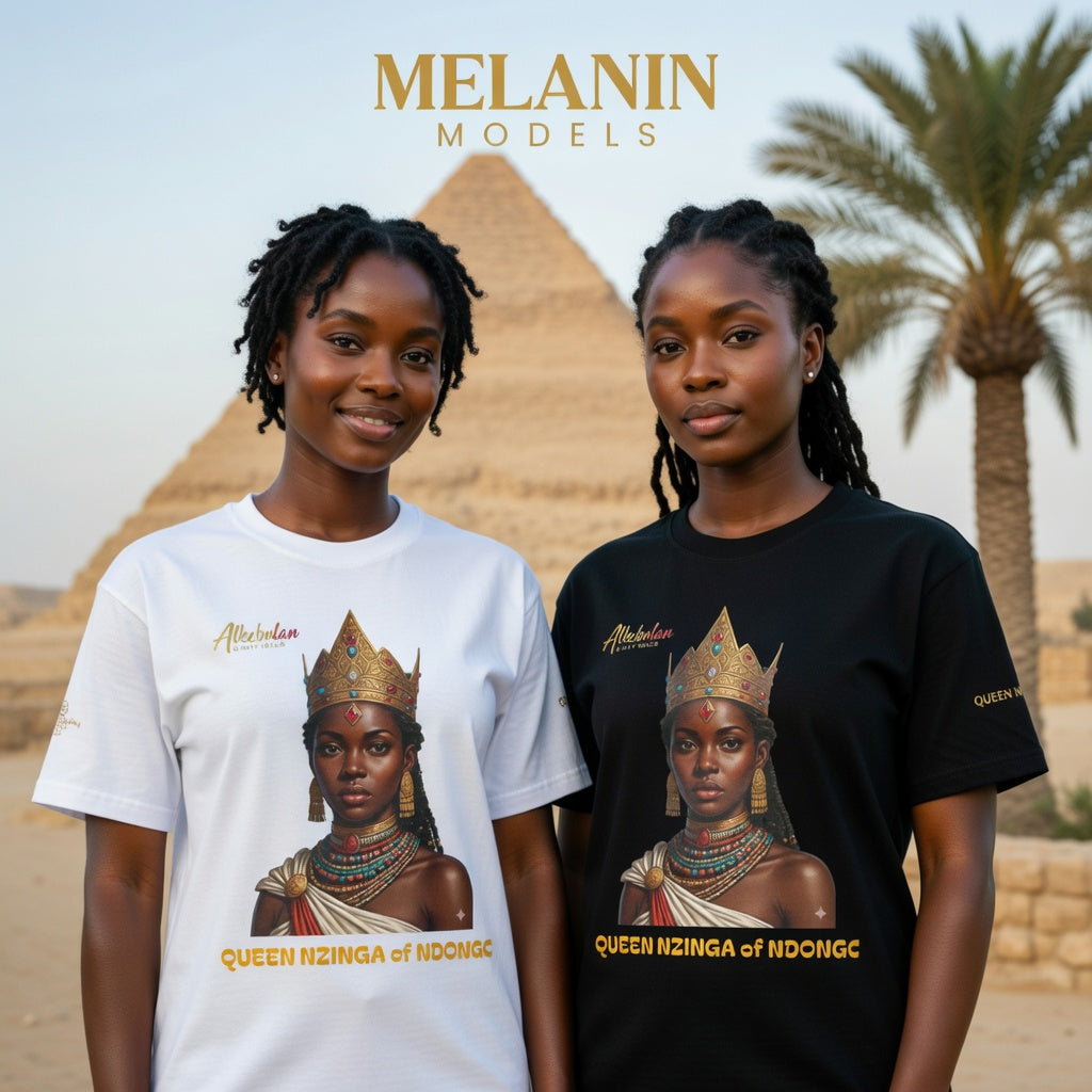 Queen Nzinga of Ndongo T-Shirt – African Warrior Queen Resistance Tee | Alkebulan Unity Wear Unisex Heavy Cotton Tee