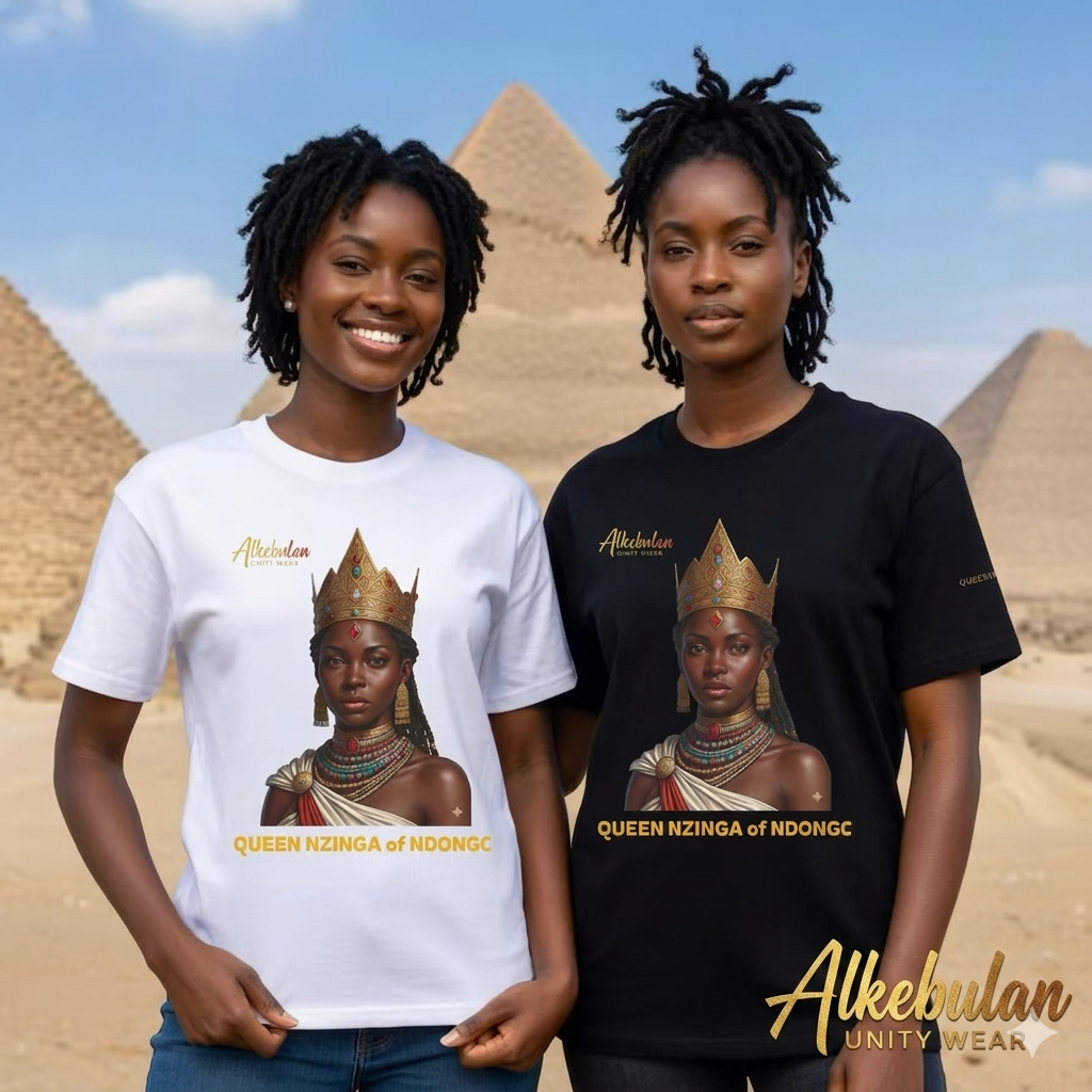 Queen Nzinga of Ndongo T-Shirt – African Warrior Queen Resistance Tee | Alkebulan Unity Wear Unisex Heavy Cotton Tee
