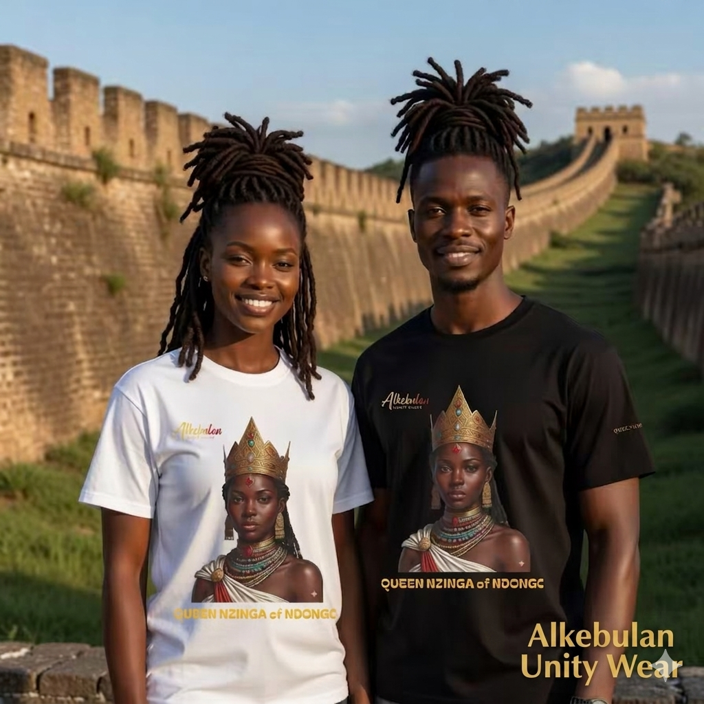 Queen Nzinga of Ndongo T-Shirt – African Warrior Queen Resistance Tee | Alkebulan Unity Wear Unisex Heavy Cotton Tee