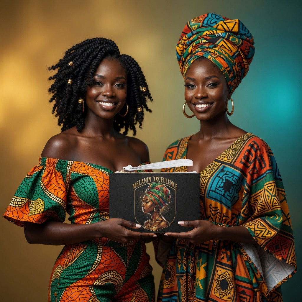 MELANIN 3XCELLENCE  Clutch Bag — Colorful Afrocentric AUW Chakra Logo Wristlet