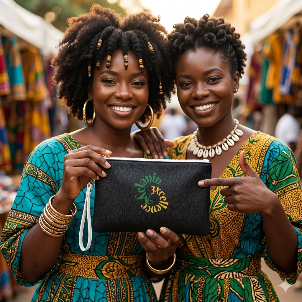 MELANIN 3XCELLENCE  Clutch Bag — Colorful Afrocentric AUW Chakra Logo Wristlet