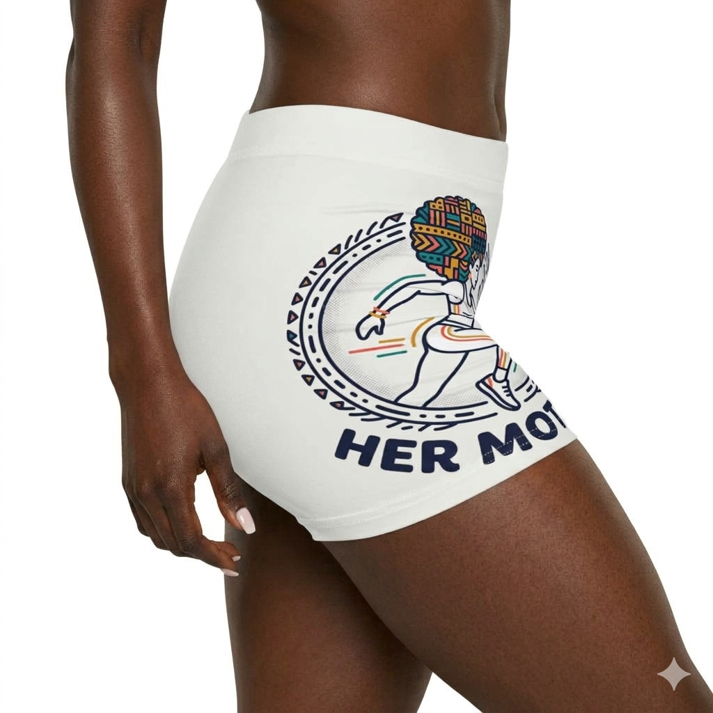 Her Motion" Active Graphic Booty Shorts Progress Over Perfection Shorts Women's Shorts (AOP)
