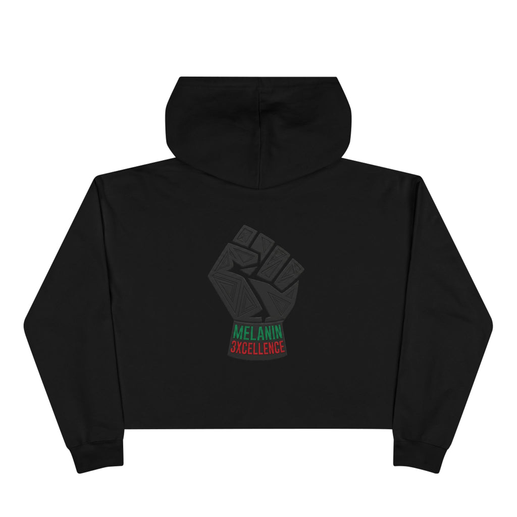 Juneteenth Melanin Excellence Crop Hoodie — Black Power Fist Graphic