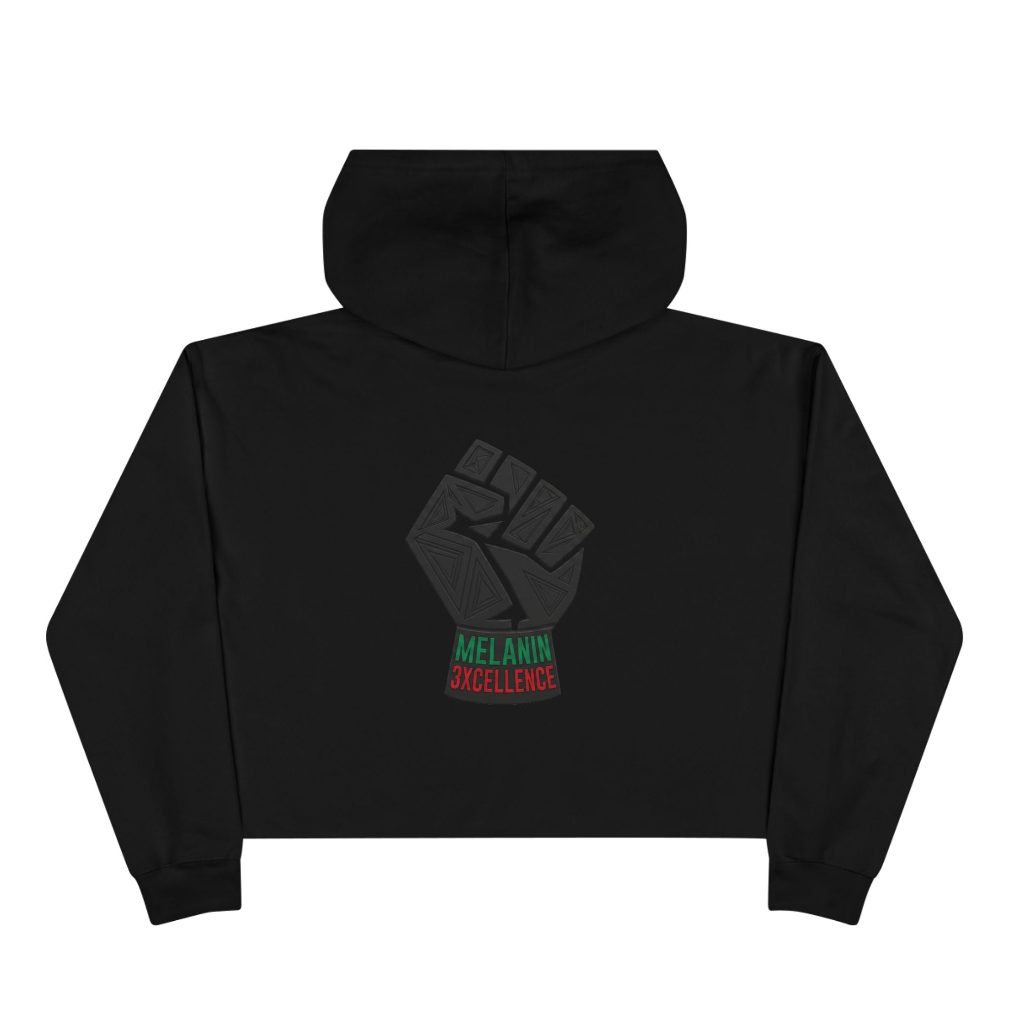Juneteenth Melanin Excellence Crop Hoodie — Black Power Fist Graphic