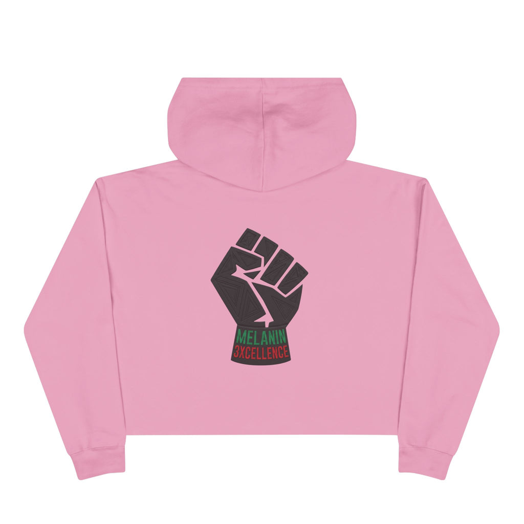 Juneteenth Melanin Excellence Crop Hoodie — Black Power Fist Graphic