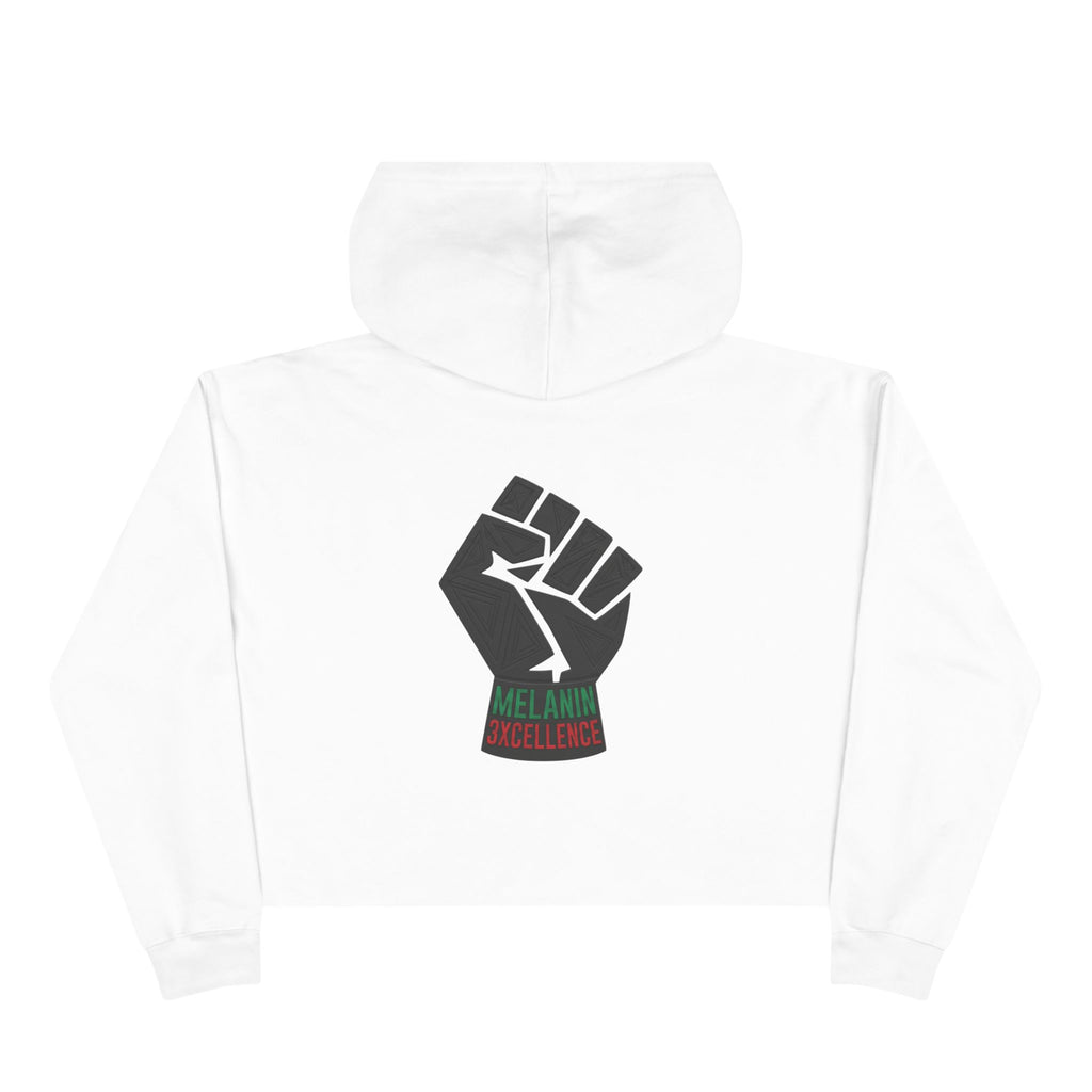 Juneteenth Melanin Excellence Crop Hoodie — Black Power Fist Graphic