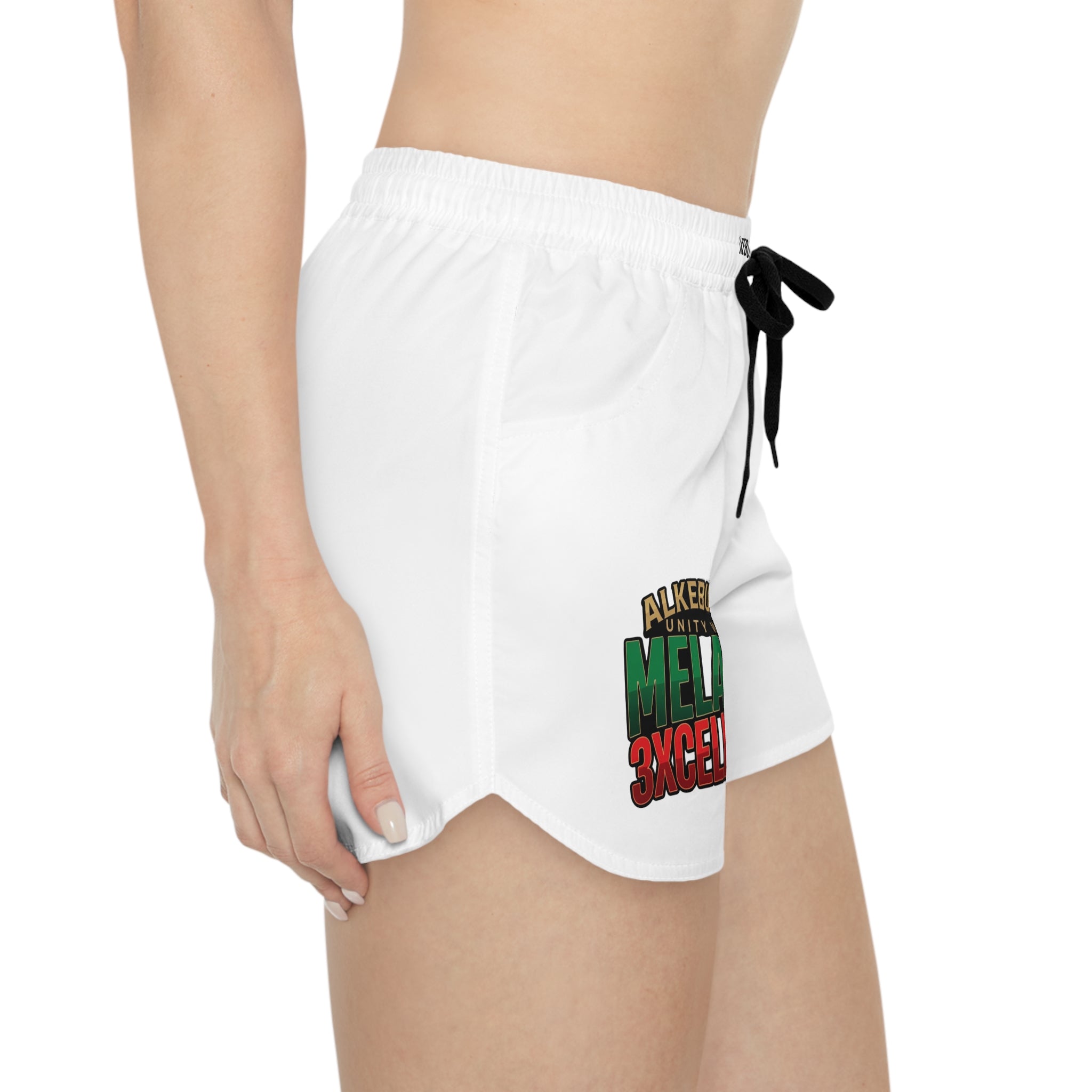 Alkebulan Unity Wear "Melanin Excellence" White Athletic Shorts Women's Casual Shorts (AOP)