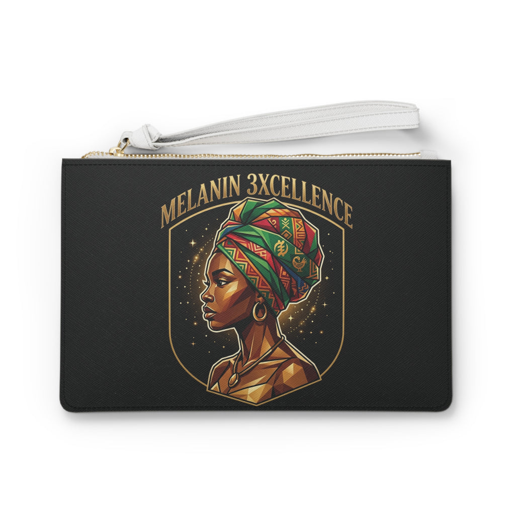MELANIN 3XCELLENCE  Clutch Bag — Colorful Afrocentric AUW Chakra Logo Wristlet