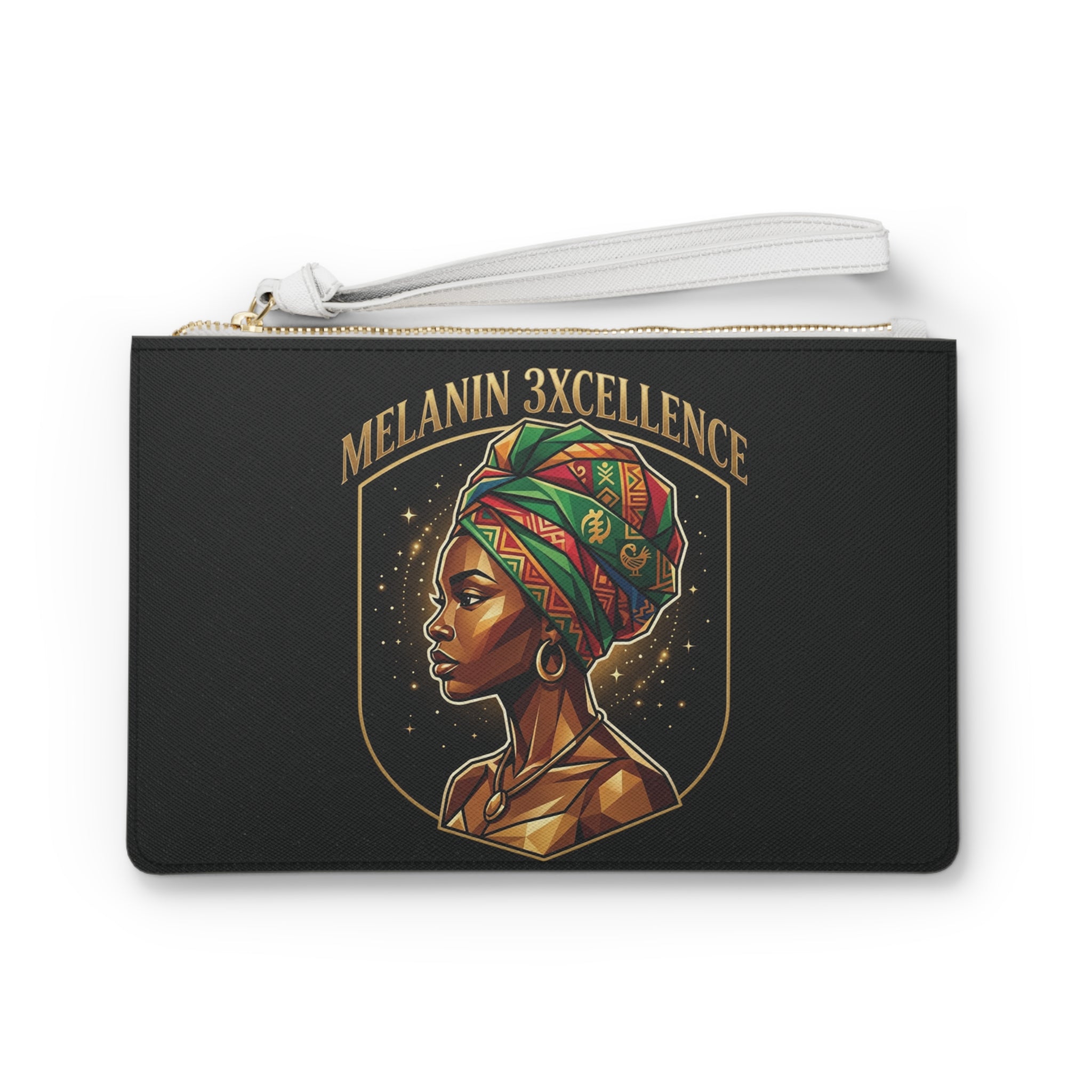 MELANIN 3XCELLENCE  Clutch Bag — Colorful Afrocentric AUW Chakra Logo Wristlet