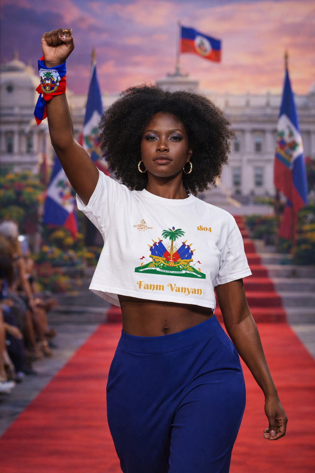 GodMother of Liberation Haitian Flag Women's Crop Tee