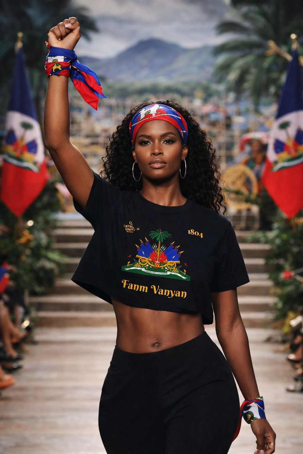 GodMother of Liberation Haitian Flag Women's Crop Tee