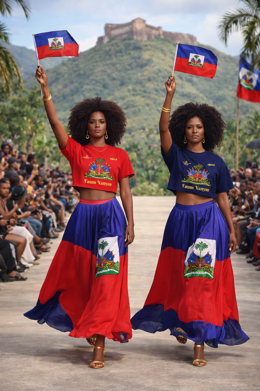 GodMother of Liberation Haitian Flag Women's Crop Tee