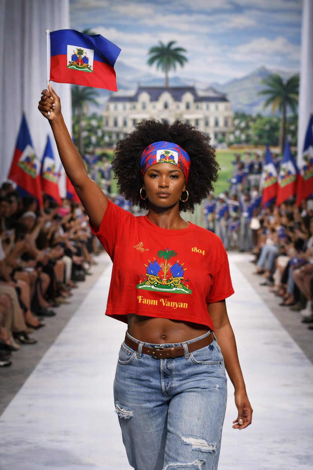 GodMother of Liberation Haitian Flag Women's Crop Tee
