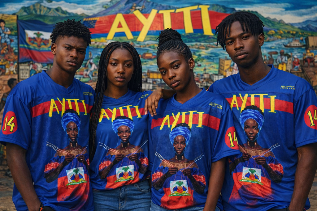Ayiti "Haitian Heritage" Cropped Mesh Football Jersey – Royal Blue
