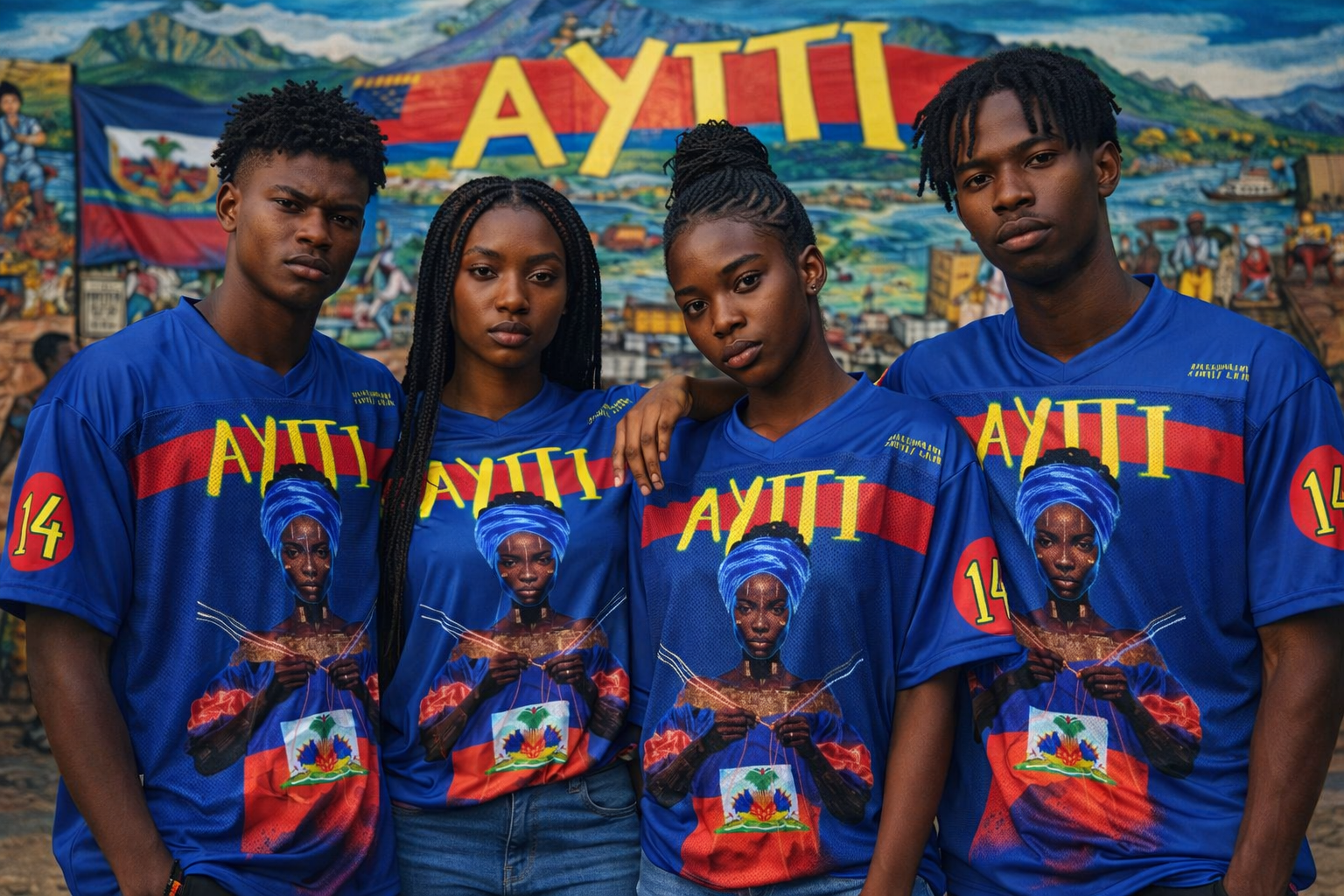 Ayiti "Haitian Heritage" Cropped Mesh Football Jersey – Royal Blue