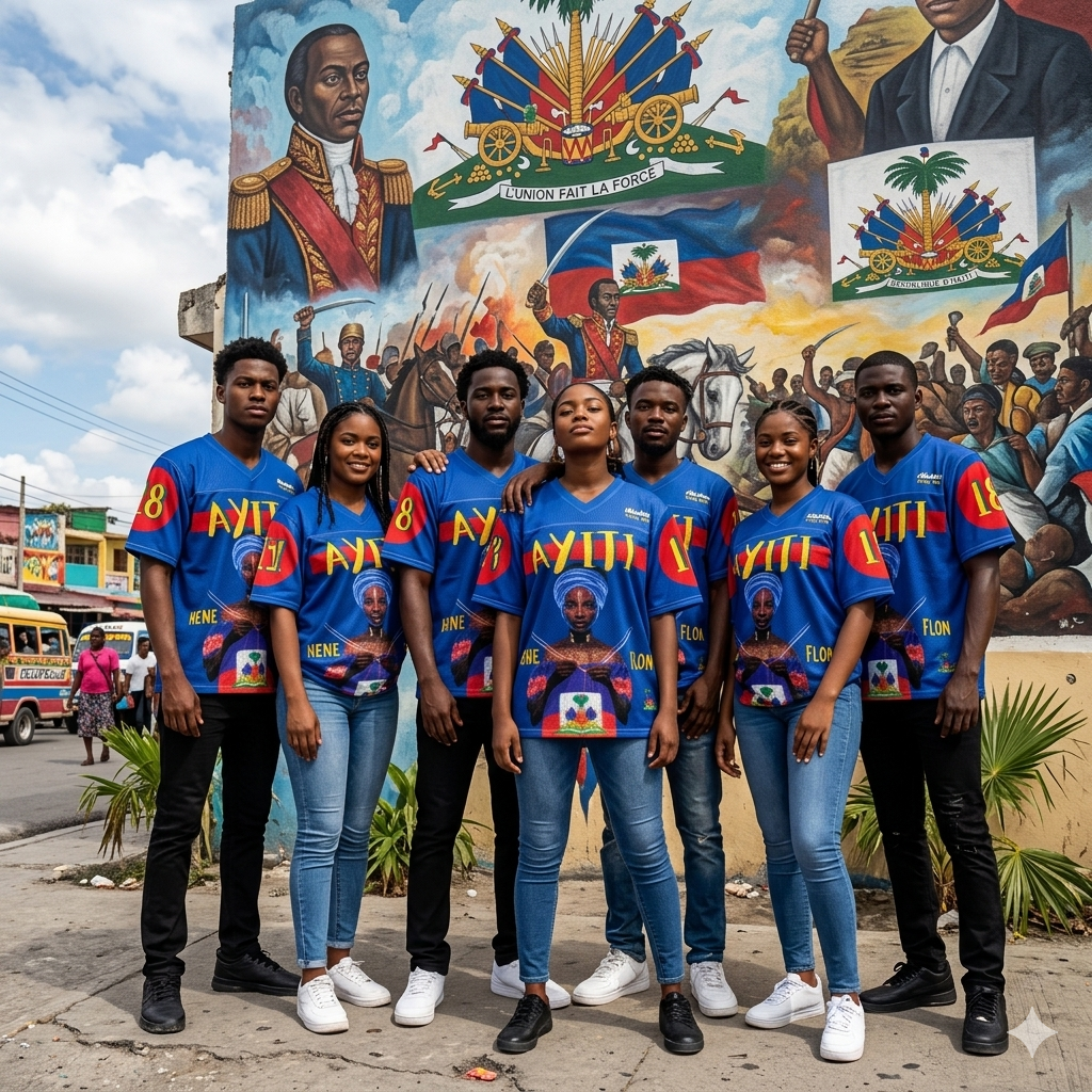 Catherine Flon "Ayiti" Mesh Jersey – blue Boxy football jersey