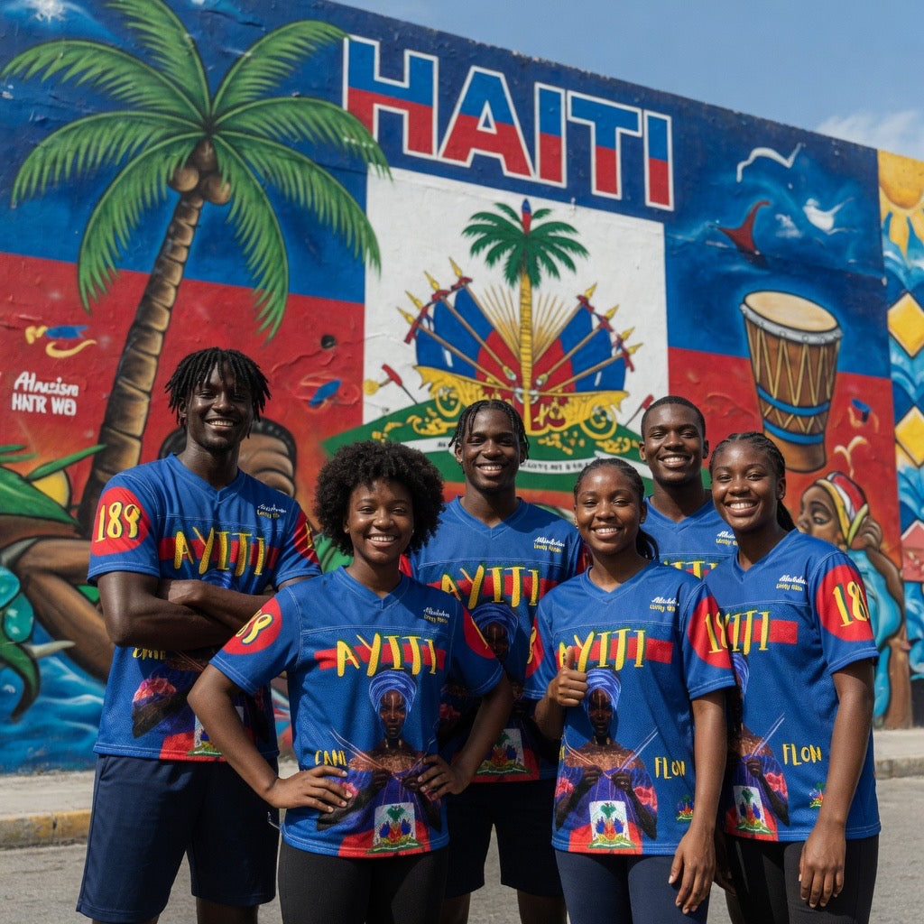 Catherine Flon "Ayiti" Mesh Jersey – blue Boxy football jersey