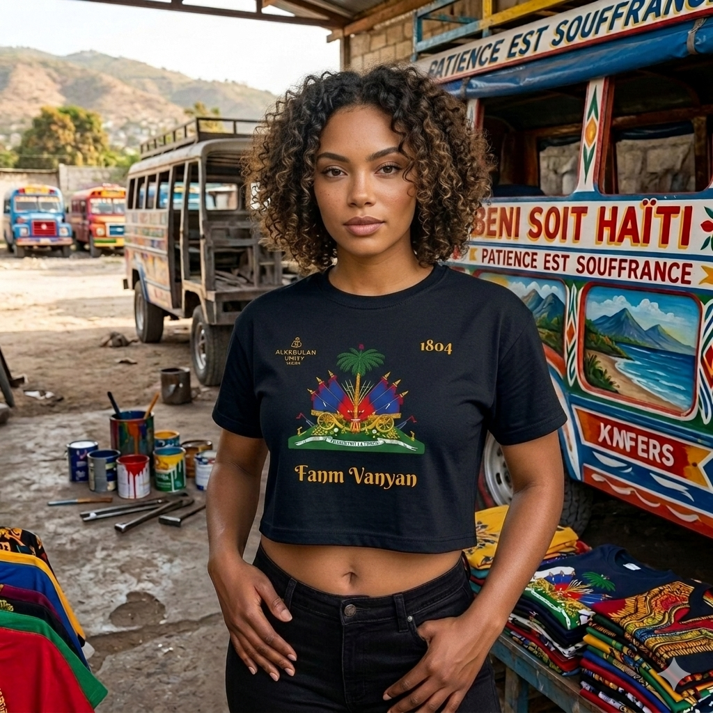 GodMother of Liberation Haitian Flag Women's Crop Tee