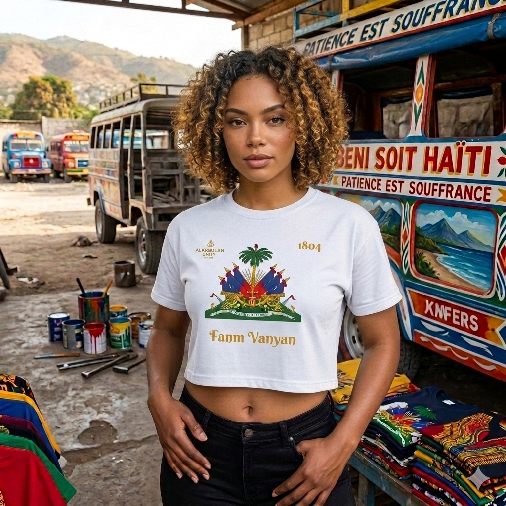 GodMother of Liberation Haitian Flag Women's Crop Tee