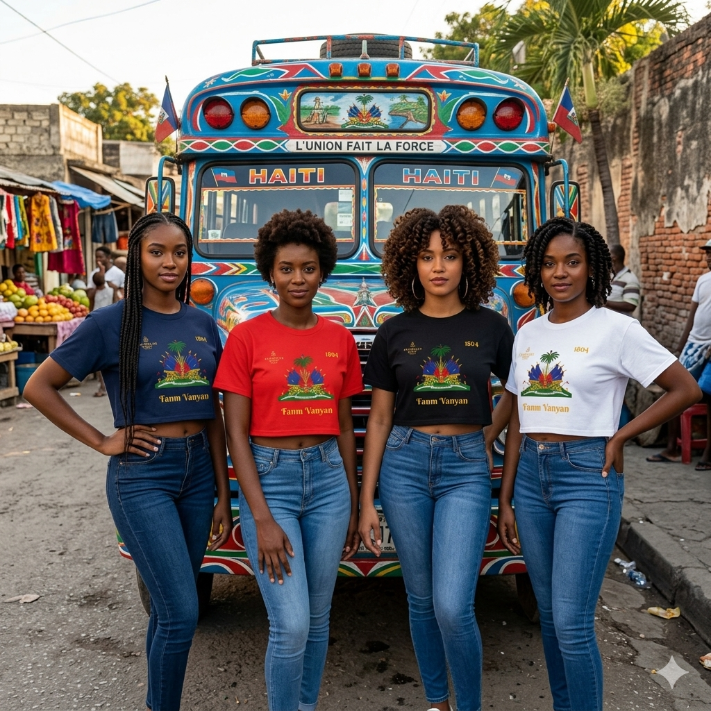 GodMother of Liberation Haitian Flag Women's Crop Tee