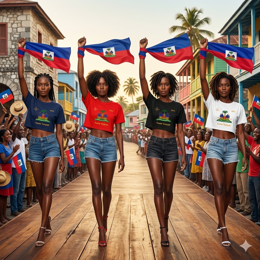 GodMother of Liberation Haitian Flag Women's Crop Tee