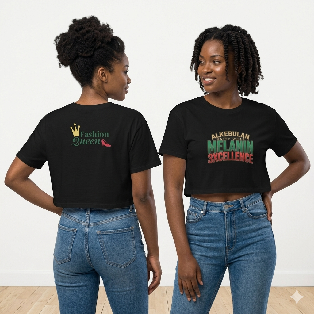 Melanin Excellence" fashion QUEEN  Women’s crop top