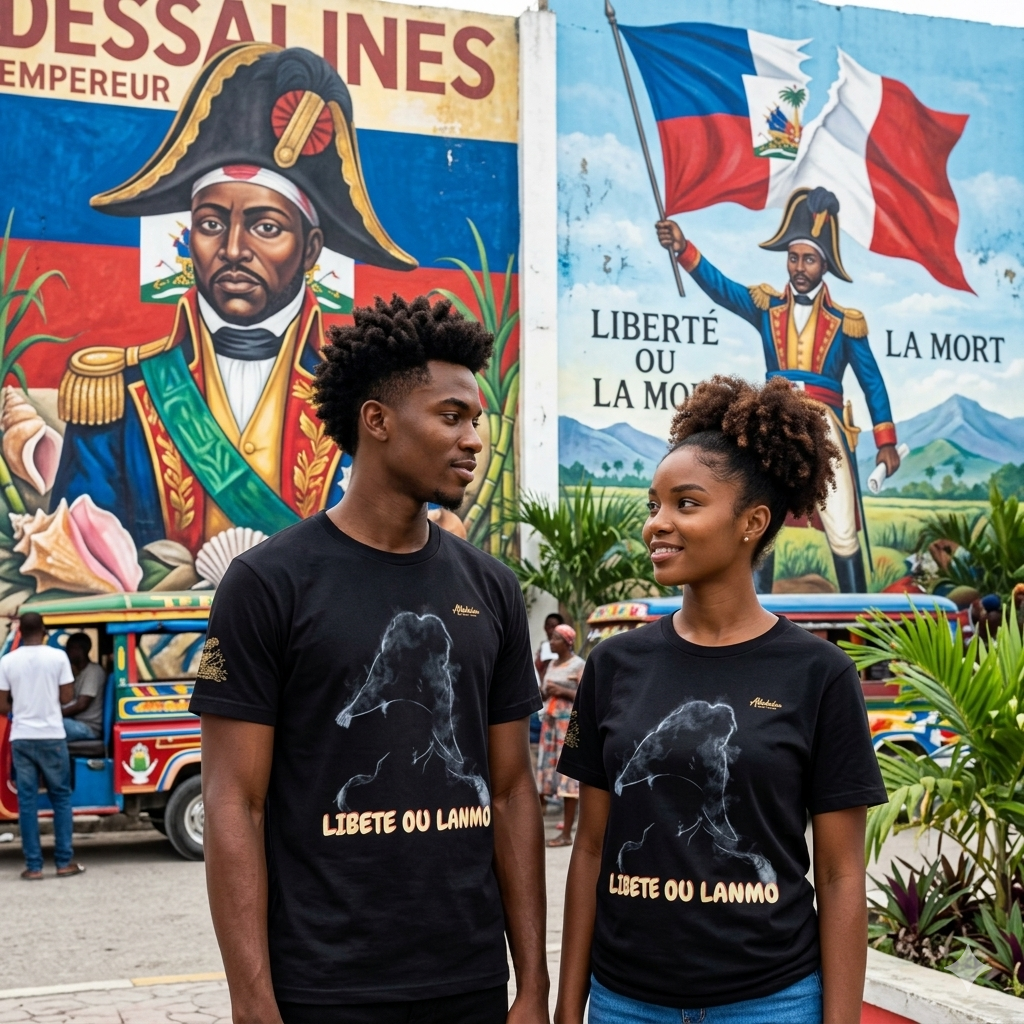 "Libete ou Lanmo" Dessalines Smoke Silhouette Premium TEE -Shirt UNISEX organic cotton t-shirt