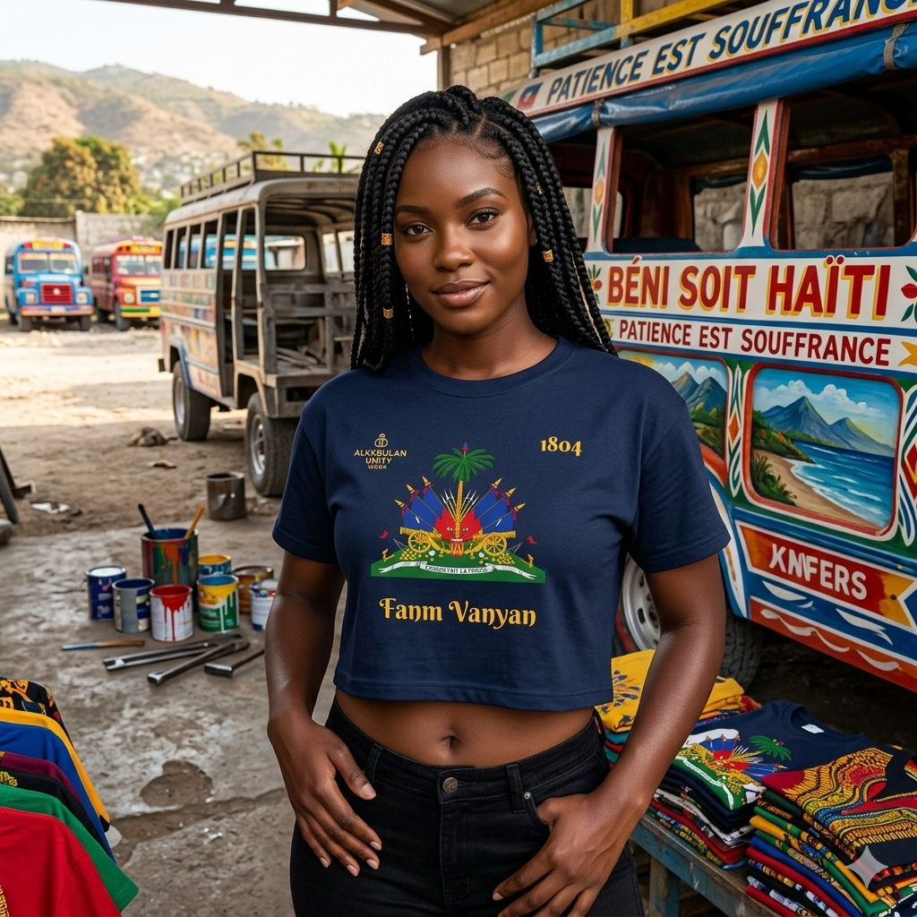GodMother of Liberation Haitian Flag Women's Crop Tee