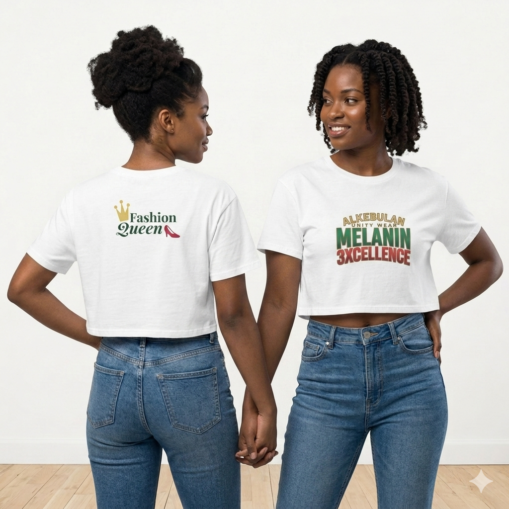 Melanin Excellence" fashion QUEEN  Women’s crop top